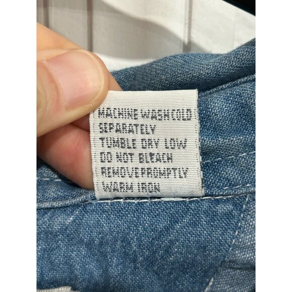 Giorgio Sant Angelo Sz M Denim Shirt Button Down Front Pockets Long Sleeve Blue - Picture 7 of 9